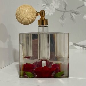 Vintage 1960’s Bircraft Perfume Atomizer Hand Carved Lucite Rose Base Vanity